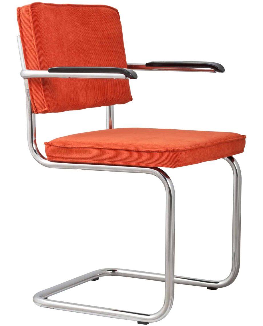 Ridge Rib armchair Zuiver orange-red